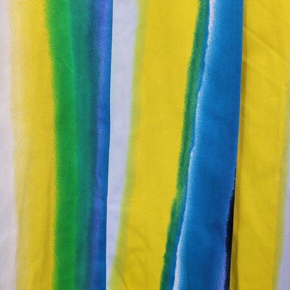 Handmade Skirt M Colorful Striped Pleated Aline Full Tea Length Pockets Vibrant - Picture 3 of 10